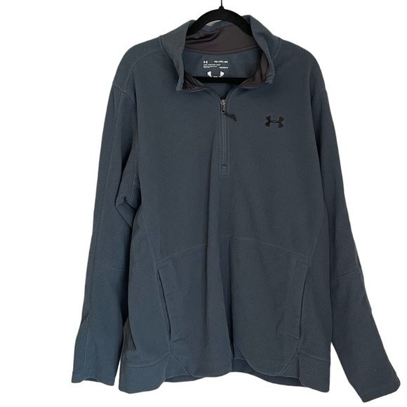 Under Armour Men's UA OffGrid Fleece Solid 1/4 Zip Blue Scent Control Size 2Xl - Picture 1 of 8